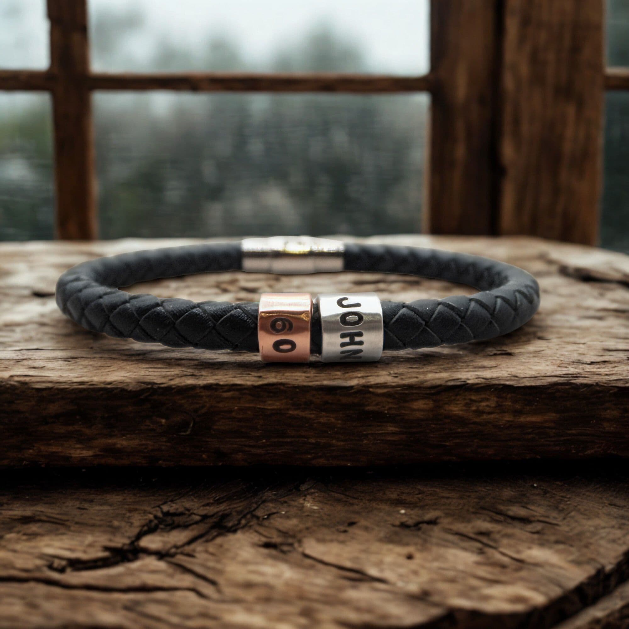 21st 30th 40th 50th 60th Birthday Bracelet For Men - Tiger Eye & Black Agate, Elastic Rope, Gift Boxed - View #4