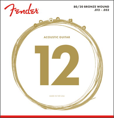 Fender 70L Set, 80/20 Bronze Acoustic Guitar Strings, 012-.052 Gauge