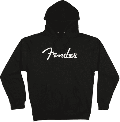 Fender Hoodie Spaghetti logo in Black, Size Large