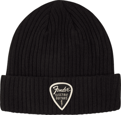 Fender Pick Patch Ribbed Beanie in Black