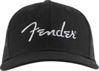 Fender Silver Logo Baseball Style Snapback Hat Black