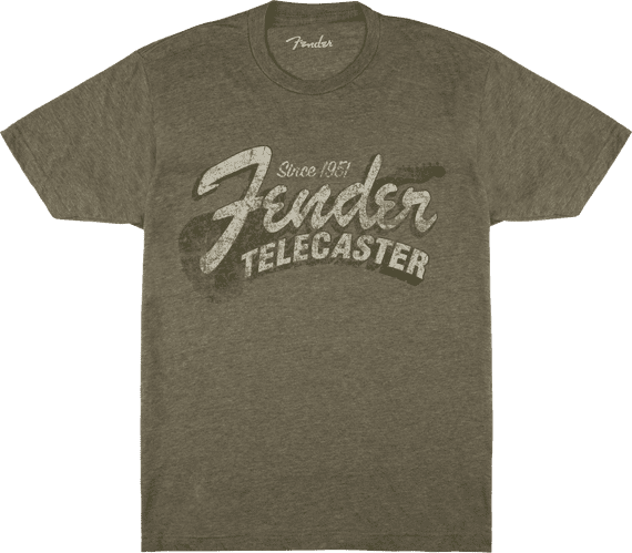 Fender Since 1951 Telecaster T-Shirt, Size Large, Heathered Olive Green