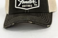 Fender Transition Logo Patch Hat, Black/Stone, Worn Look Peak, One Size