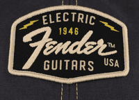 Fender Transition Logo Patch Hat, Black/Stone, Worn Look Peak, One Size