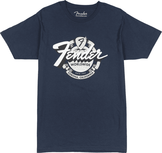 Fender World Wide Tee, Vintage Navy, XL Size T Shirt