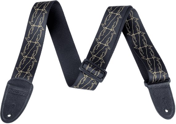 Gretsch Alternating Penguins Guitar Strap, Black and Gold