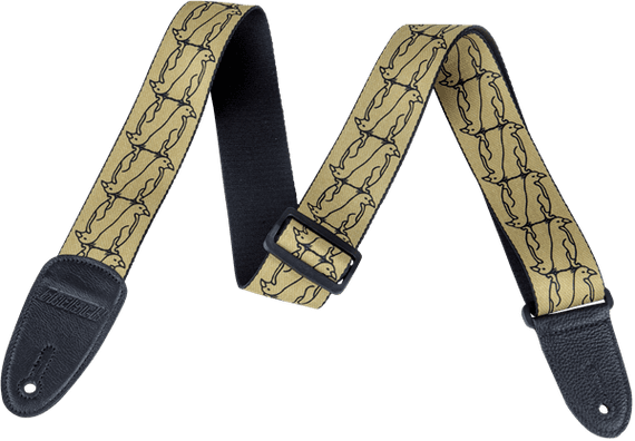 Gretsch Alternating Penguins Guitar Strap, Gold with Black