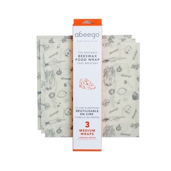 Abeego Beeswax Wrap Medium 3 Flats Pack