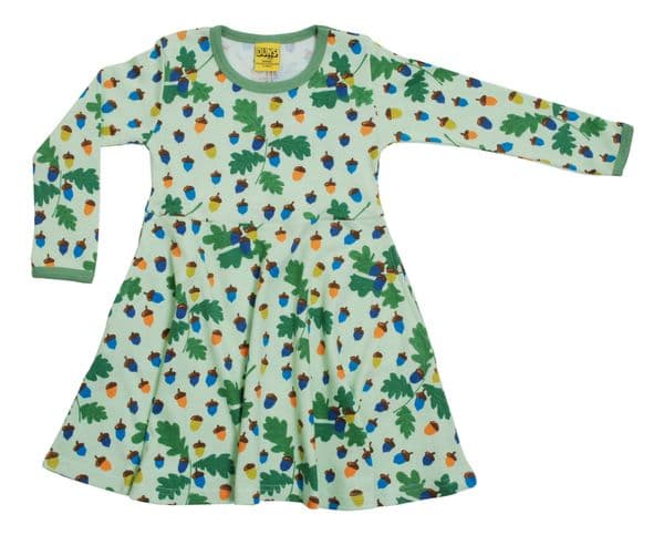 Duns Acorns Green Long Sleeve Skater Dress