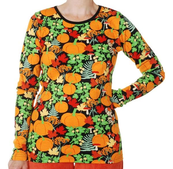 Duns Adult Black Autumn Garden Long Sleeve Top