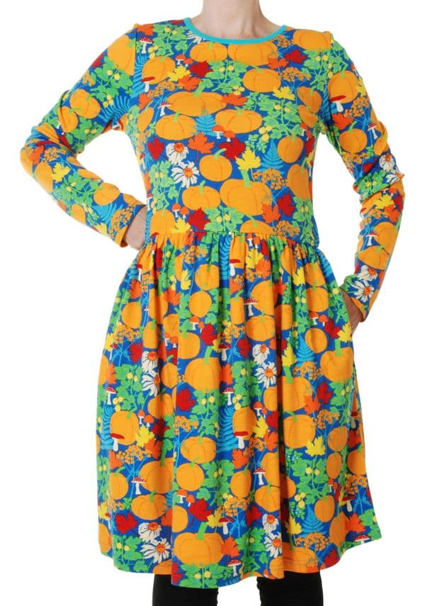 Duns Adult Blue Autumn Garden Gather Dress