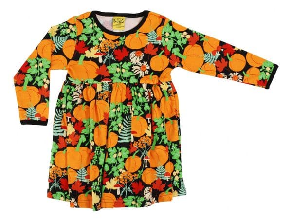 Duns Black Autumn Garden Long Sleeve Gather Dress