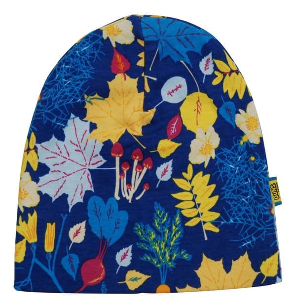 Duns Blue Fall Flowers Beanie Hat