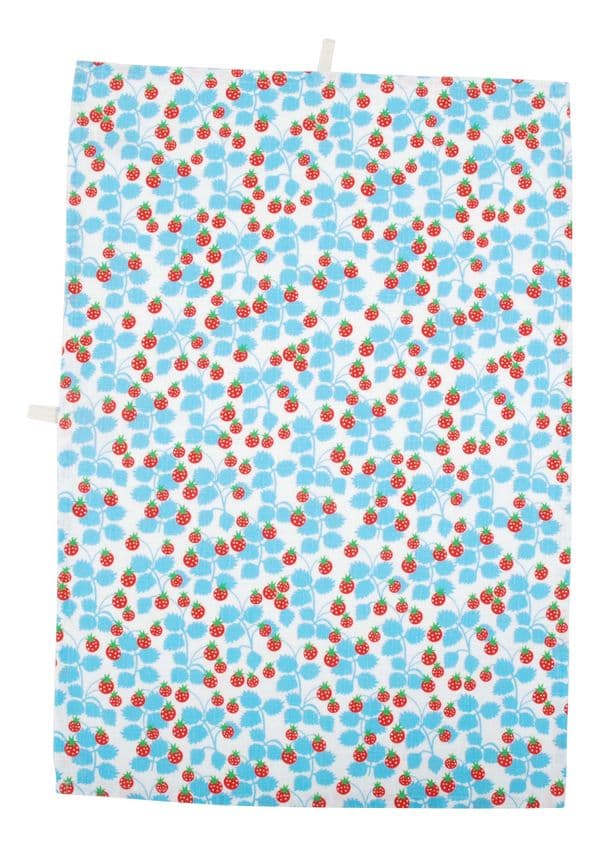 Duns Blue Wild Strawberries Kitchen Tea Towel