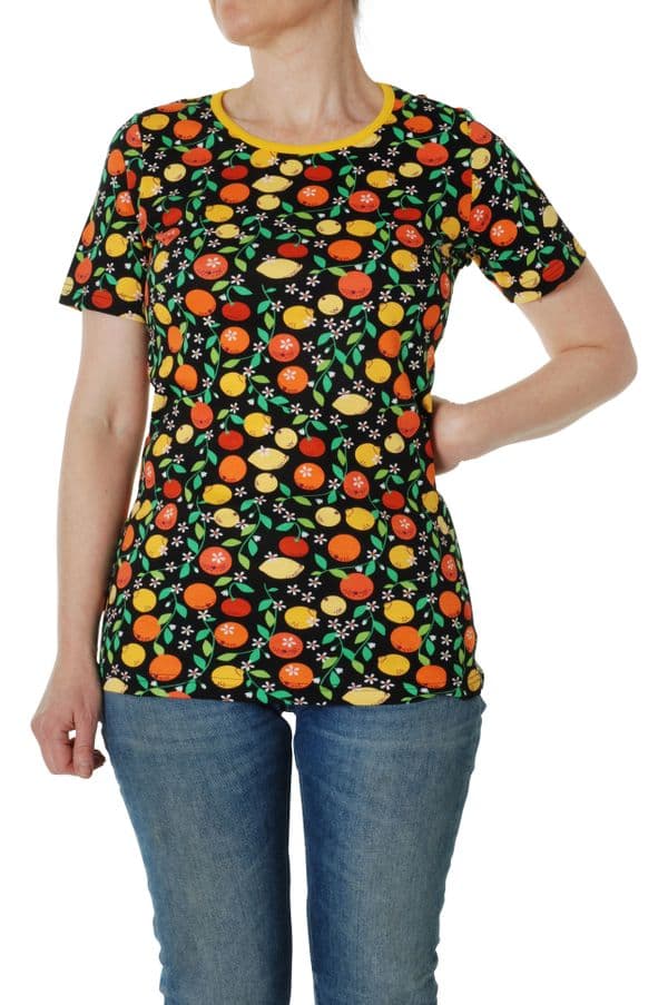 Duns Citrus Black Adult Short Sleeve Top