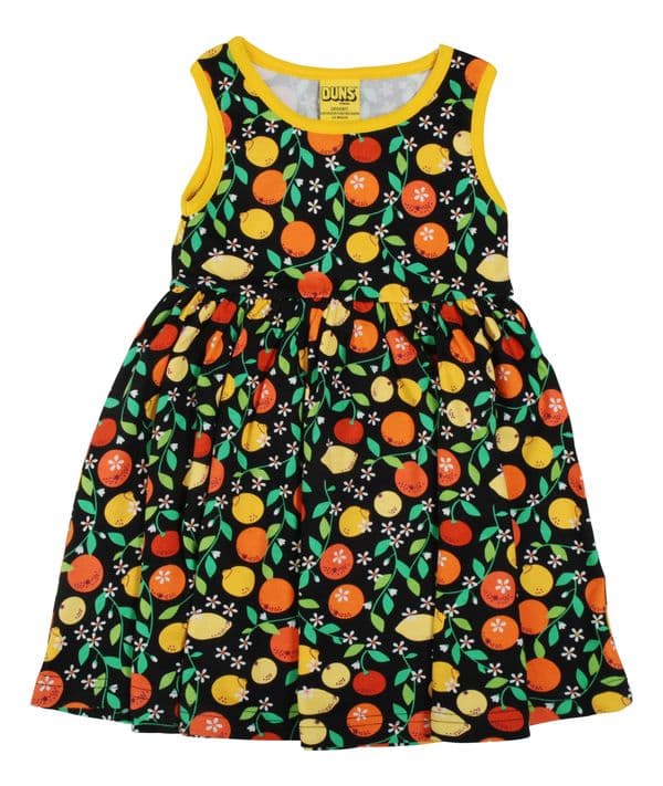 Duns Citrus Black Sleeveless Gather Dress
