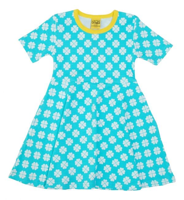 Duns Clover Blue Short Sleeve Skater Dress