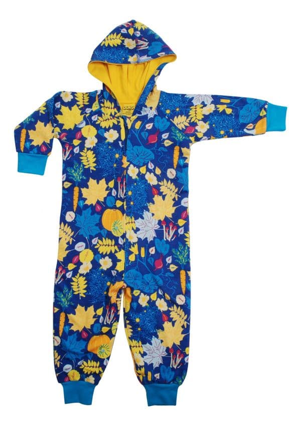 Duns Fall Flowers Blue Hooded Onesie