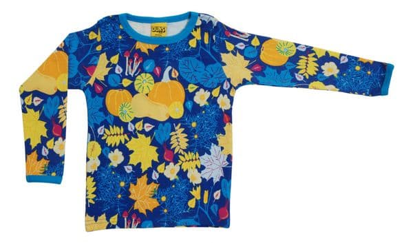 Duns Fall Flowers Blue Long Sleeve Top