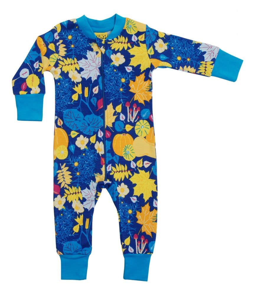 Duns Fall Flowers Blue Zip Suit