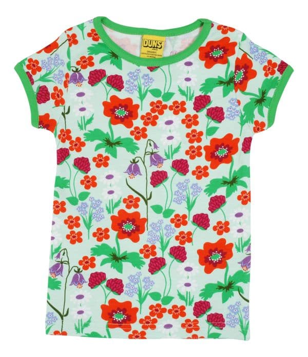 Duns Green Summer Flowers Short Sleeve Top