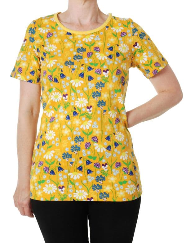 Duns Midsummer Flowers Yellow Adult Short Sleeve Top