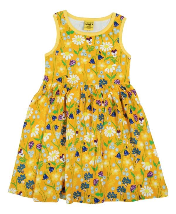 Duns Midsummer Flowers Yellow Sleeveless Gather Dress