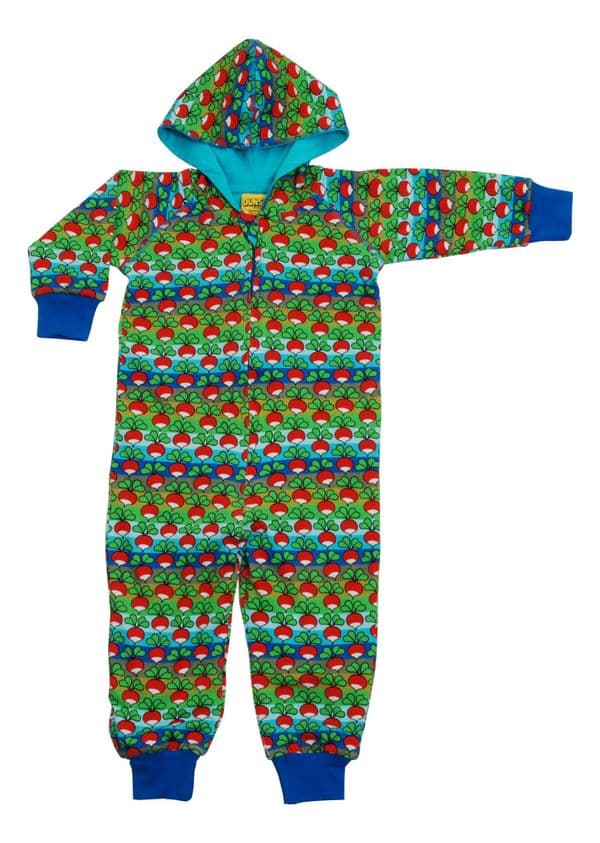 Duns Radish Stripe Blue/Green Hooded Onesie