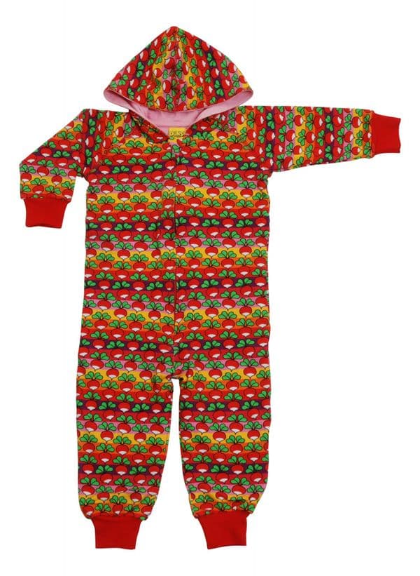 Duns Radish Stripe Poppy Red Hooded Onesie