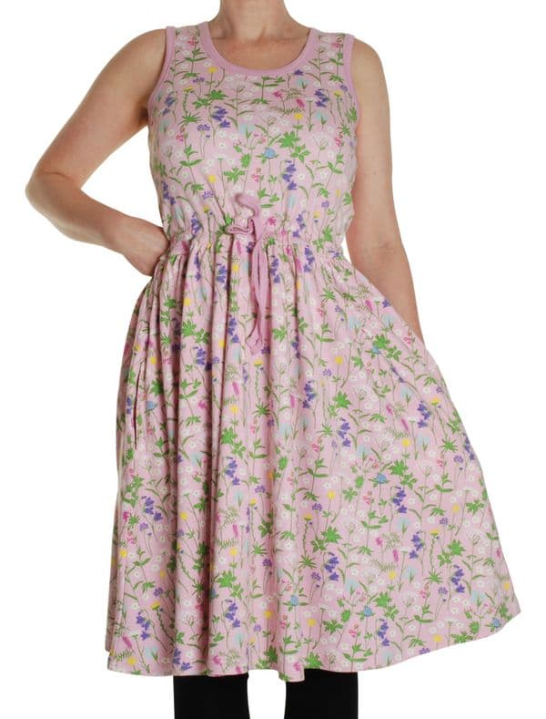 Duns Wild Flowers Pink Adult Sleeveless Twirly Dress