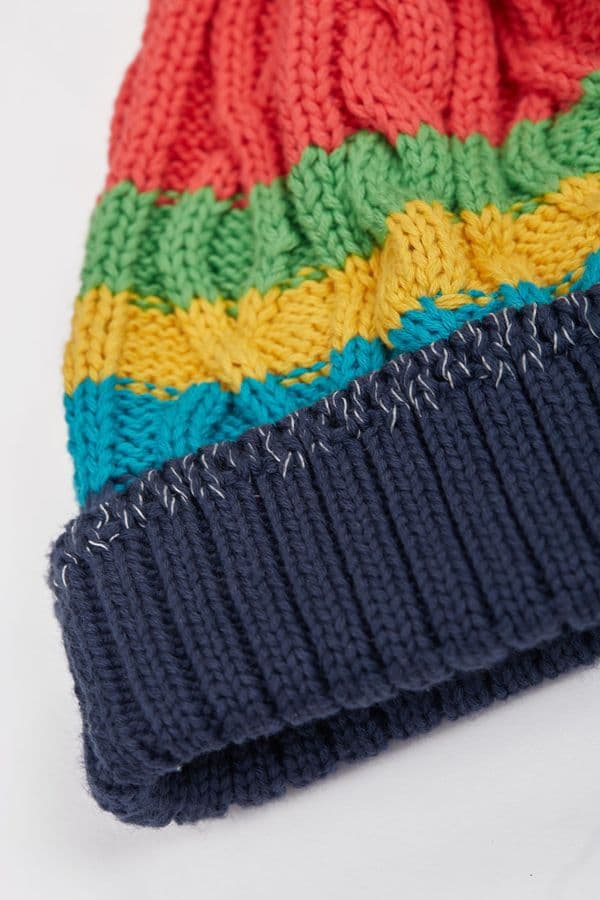 Frugi Aqua Watermelon Cable Knit Bobble Hat