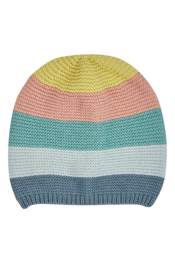 Frugi Blue Rainbow Stripe Harlen Knitted Hat