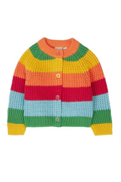 Frugi Bright Rainbow Stripe Cuddly Cardigan