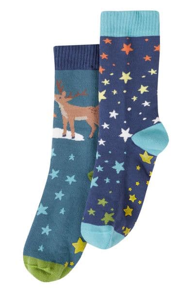Frugi Caribou Great Grippy Socks 2 pack