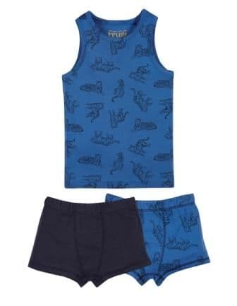 Frugi Cobalt Tiger Boxer & Vest set