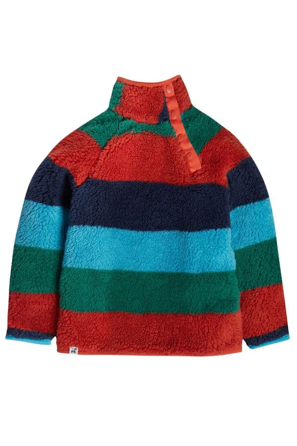 Frugi Coral Reversible Snuggle Fleece Paprika Stripe