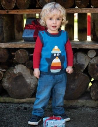 Frugi Hank Knitted Tank Top Penguin