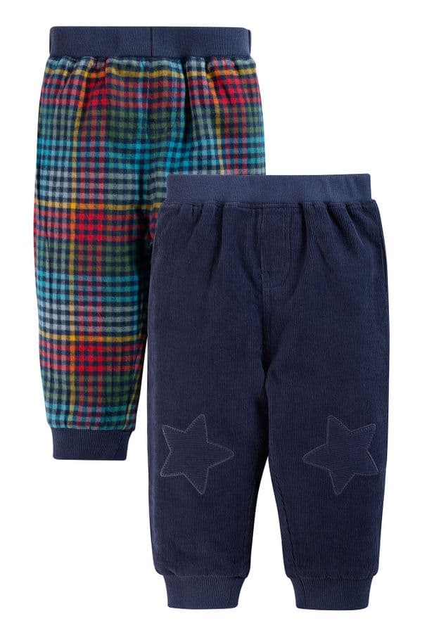 Frugi Indigo Check Cassius Reversible Cord Trousers