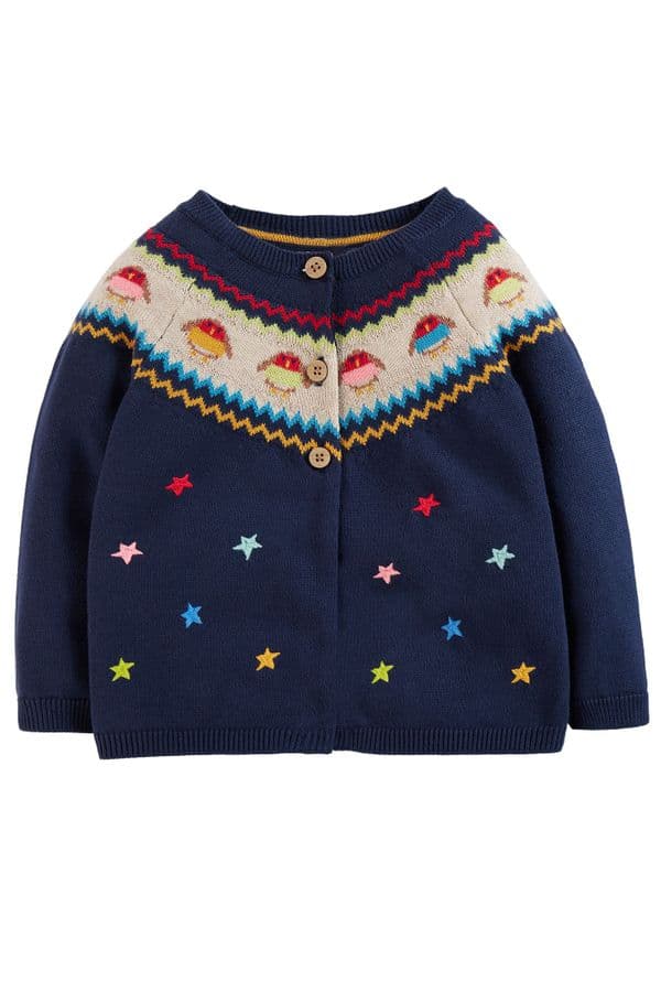 Frugi Indigo Robin Fairisle Kenna Cardigan