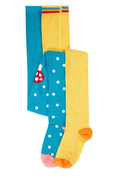 Frugi Norah 2 pack Tights Mushroom Bumblebee