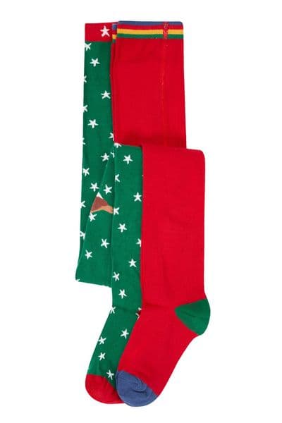 Frugi Norah 2 pack Tights Robin Berry Red
