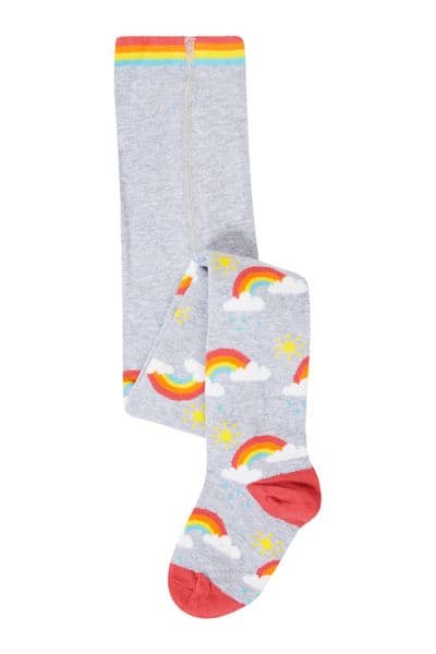 Frugi Norah Tights Grey Marl Rainbow