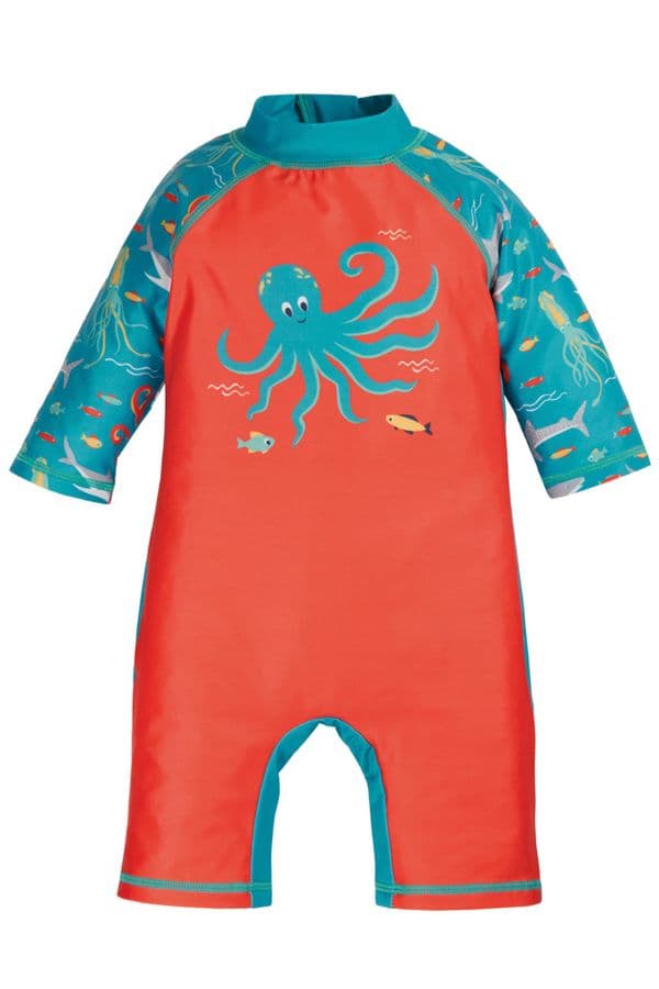 Frugi Orange Octopus Little Sun Safe Suit