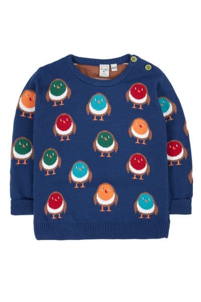 Frugi Rainbow Robins Jolly Knitted Jumper