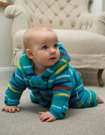 Frugi Rainbow Stripe Ted Fleece Snuggle Suit