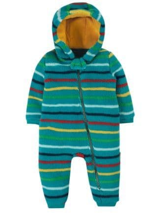 Frugi Rainbow Stripe Ted Fleece Snuggle Suit