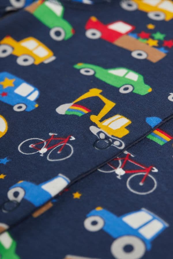 Frugi Rainbow Wheels Lovely Babygrow
