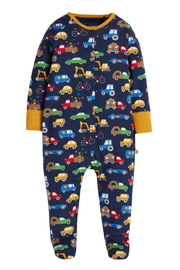 Frugi Rainbow Wheels Lovely Babygrow