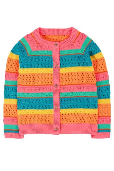 Frugi Rowe Rainbow Pointelle Cardigan