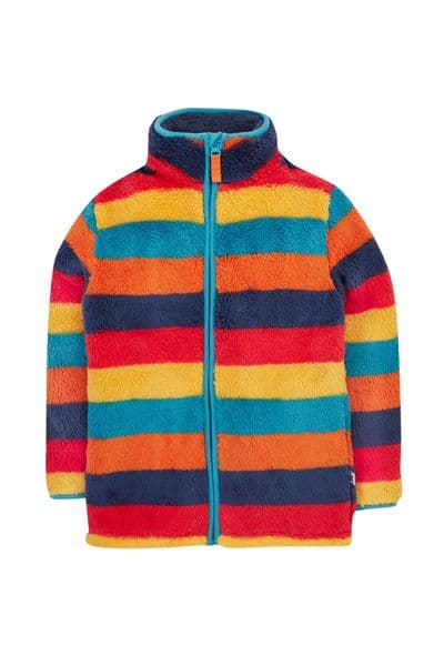 Frugi Ted Fleece Zipped Jacket Autumn Stripe